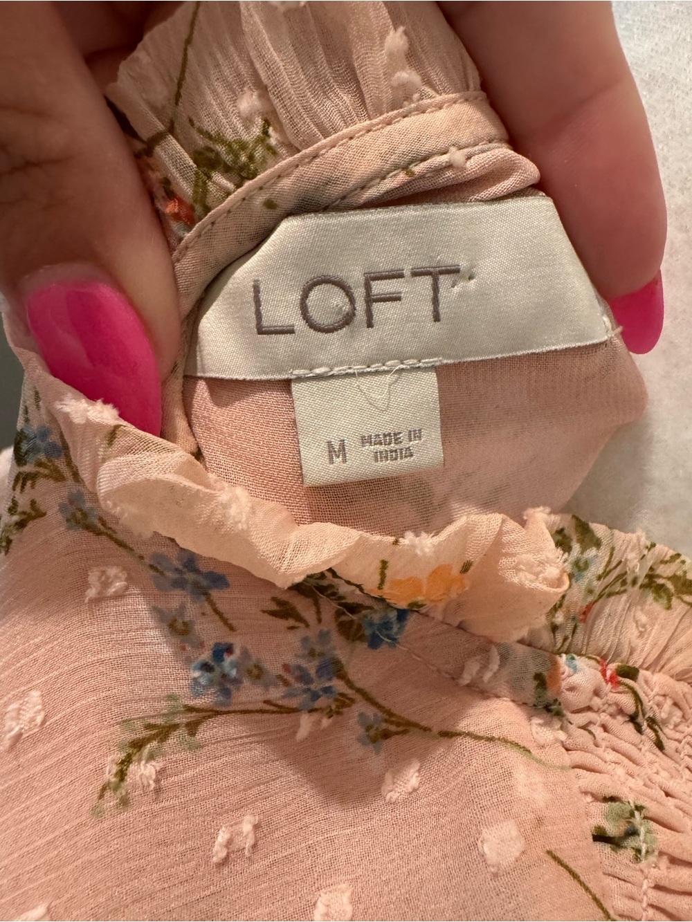 LOFT Blush Pink Floral Ruffle Neck Tank - Picture 5 of 5